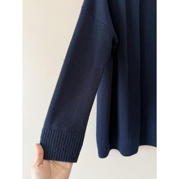 Vince 100% Cashmere Navy Open Front Cardigan Cozy Loungewear Winter Preppy M - Picture 4 of 9